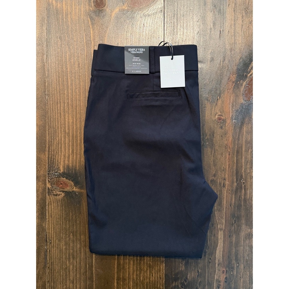 Simply Vera Vera Wang Black Polished Twill Skinny Ankle Pants XL Mid Rise
